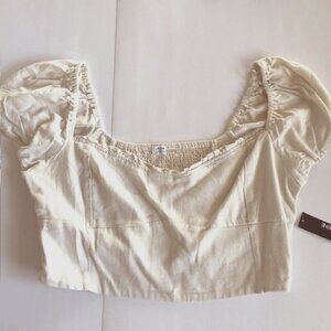 NWT ARDENE Linen Blend Milkmaid Top
